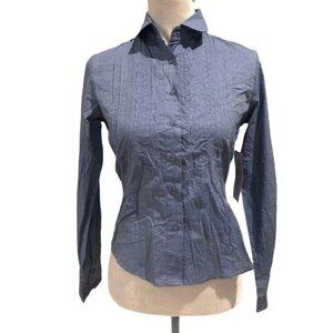 Adolfo Boutique Cotton Button Down Denim Blue Small